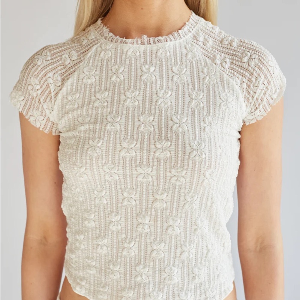 American Threads Charlize Short Sleeve Lace Top
